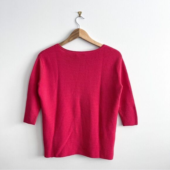 Wilfred Sweater Linen Blend Red Women's XS 3/4 Sleeves Horizontal Ribbing - Picture 2 of 10